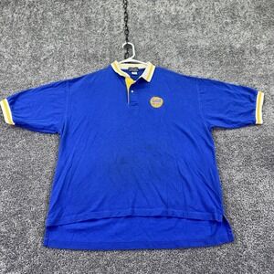Vantage Polo Shirt Mens XL Blue Gold Medal Logo Made USA Cotton Knit Casual